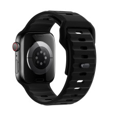 Curea Hoco WA27 Flexible series stepped pattern solid color silicone strap (42/44/45/49mm) [Black]