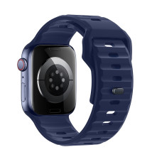 Curea Hoco WA27 Flexible series stepped pattern solid color silicone strap (42/44/45/49mm) [Navy-Blue]
