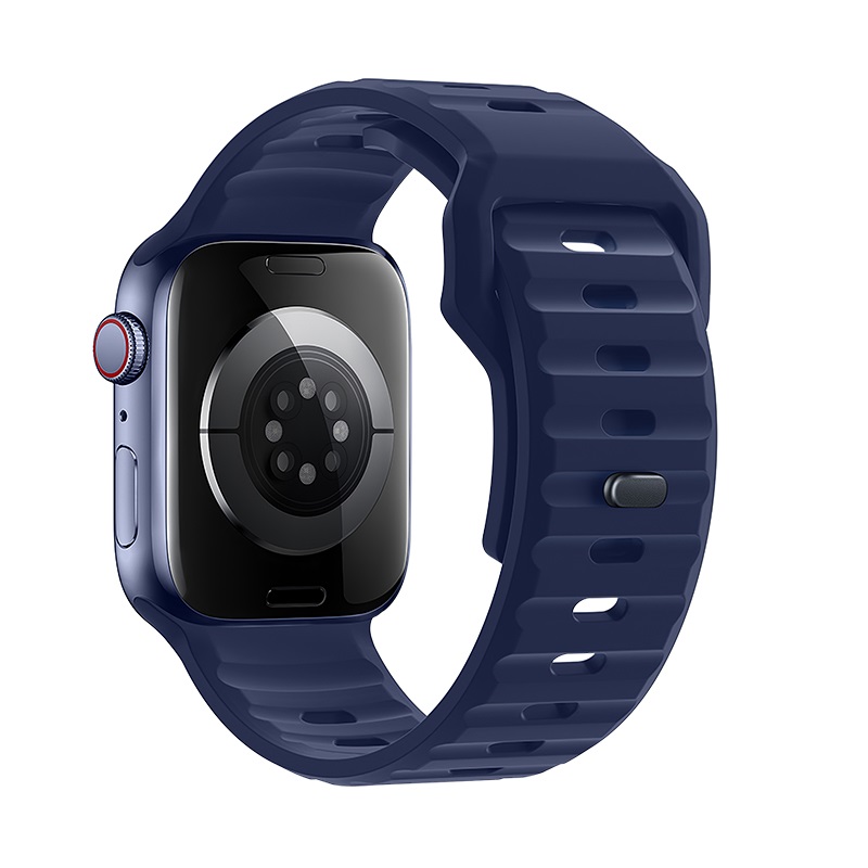 Curea Hoco WA27 Flexible series stepped pattern solid color silicone strap (42/44/45/49mm) [Navy-Blue]
