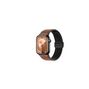 Curea smartwatch Hoco iWatch WA34 Basic series double magnet buckle silicone leather strap(44/45/46/49mm) [Brown]