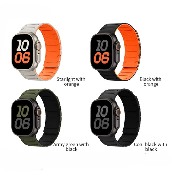 Curea smartwatch Hoco iWatch WA39 Flexible series magnetic silicone strap(44/45/46/49mm) [army green with black]