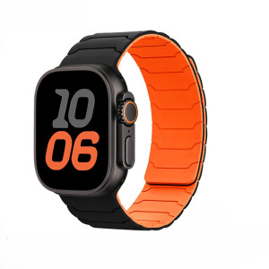 Curea smartwatch Hoco iWatch WA39 Flexible series magnetic silicone strap(44/45/46/49mm) [black with orange]