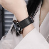 Curea smartwath Hoco WH18 Basic series two-section double magnetic buckle silicone leather strap(22mm) [Black]