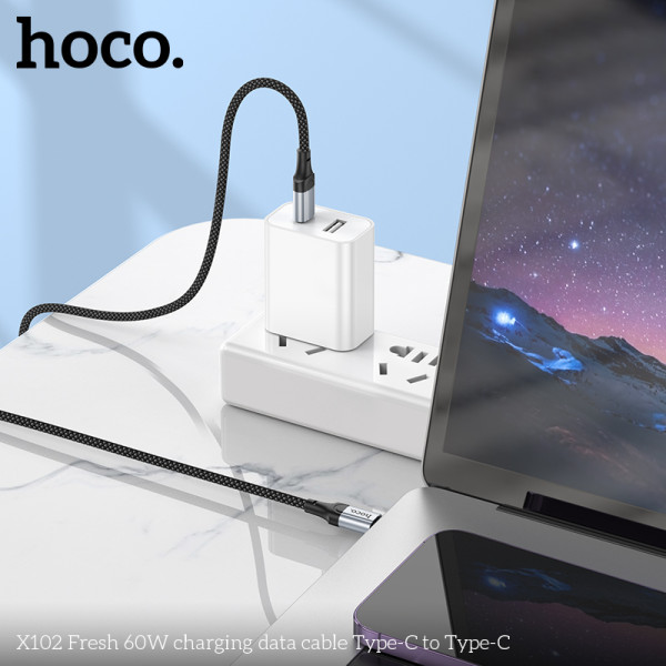 Кабель Hoco X102 Fresh 60W charging data cable Type-C to Type-C (1м) [Black]