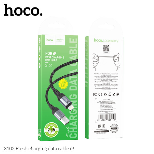 Cablu Hoco X102 Fresh charging data cable Lightning (1m) [Black]