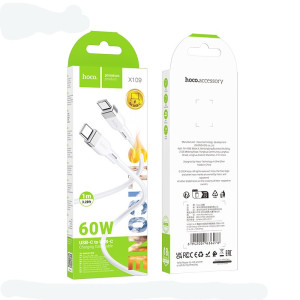 Кабель Hoco X109 Energy 60W silicone charging data cable C to C (L=1M) [White]