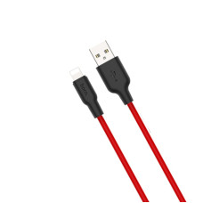 Cablu Hoco X21 Plus Silicone Charging Cable Lightning (1m) [Black-Red]