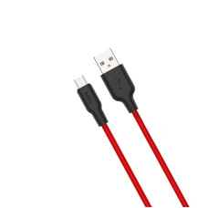 Cablu Hoco X21 Plus Silicone Charging Cable Micro USB (1m) [Black-Red]