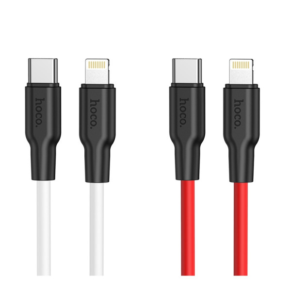 Кабель Hoco X21 Plus Silicone PD charging data for iP (1m) [Black-and-White]