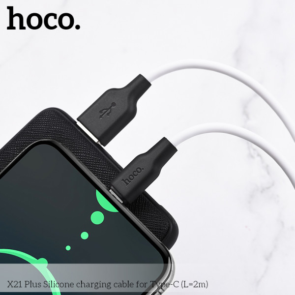 Кабель Hoco X21 Plus Silicone charging for Type-C (L=2M) [Black-and-White]