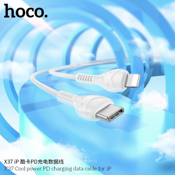 Cablu Hoco X37 Cool power PD charging data cable Lightning (1m) [White]