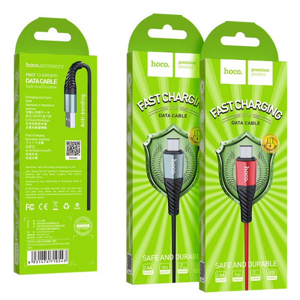Кабель Hoco X38 Cool Micro USB 2.4A (1м) [Black]