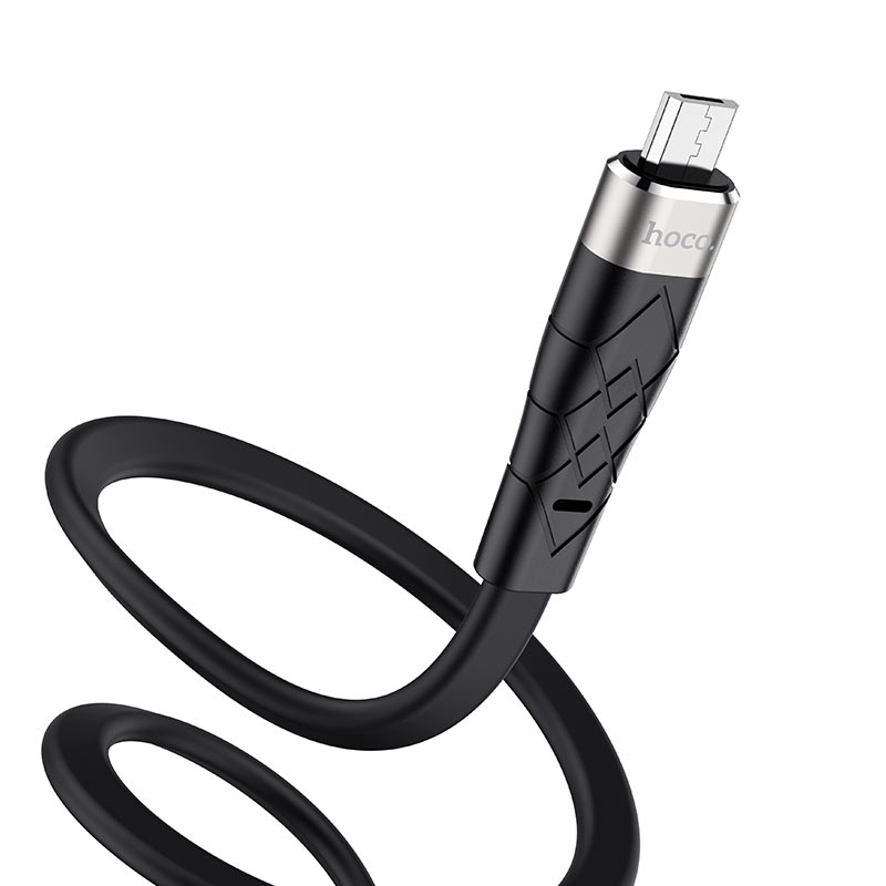 Cablu Hoco X53 Angel Silicone Charging Data Cable Micro USB 2.4A (1m) [Black]