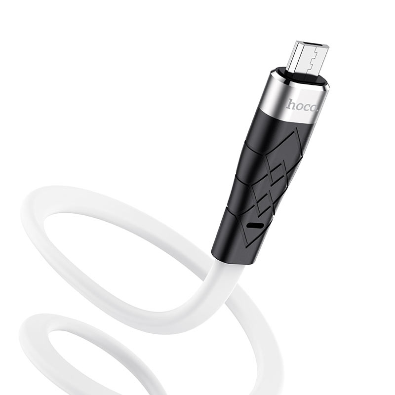Cablu Hoco X53 Angel Silicone Charging Data Cable Micro USB 2.4A (1m) [White]