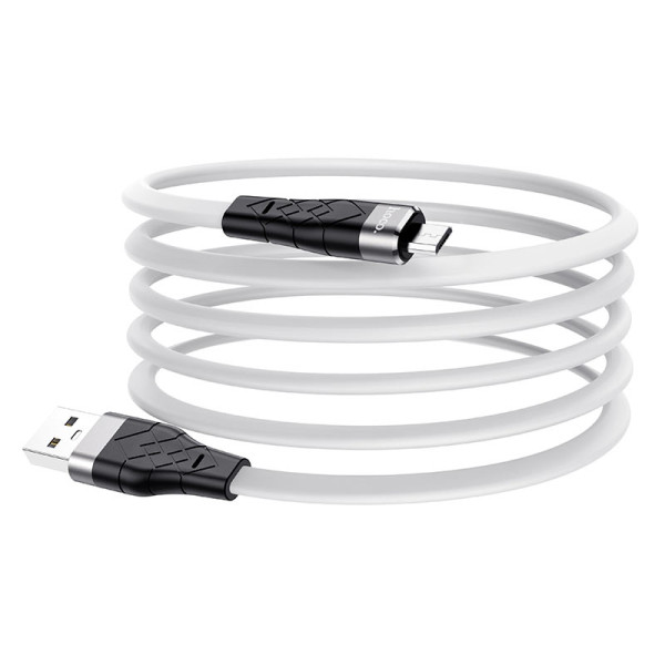 Cablu Hoco X53 Angel Silicone Charging Data Cable Micro USB 2.4A (1m) [White]