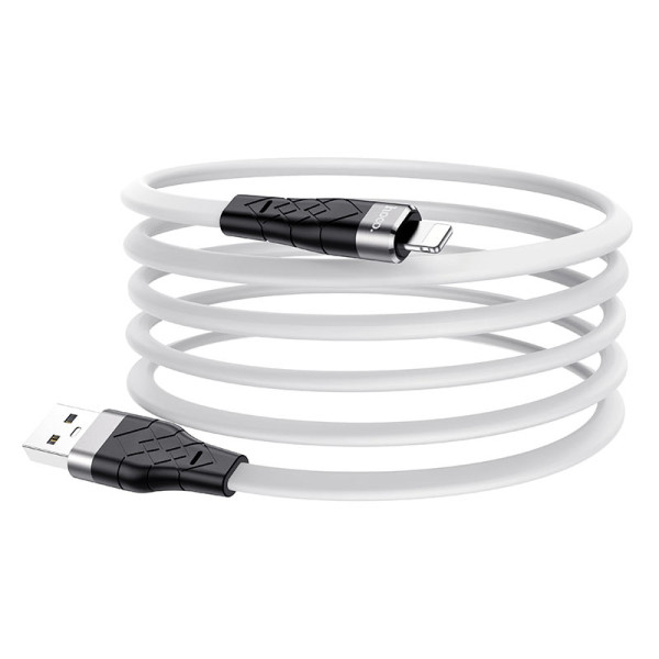 Cablu Hoco X53 Angel Silicone Charging Data Cable Lightning 2.4A (1m) [White]