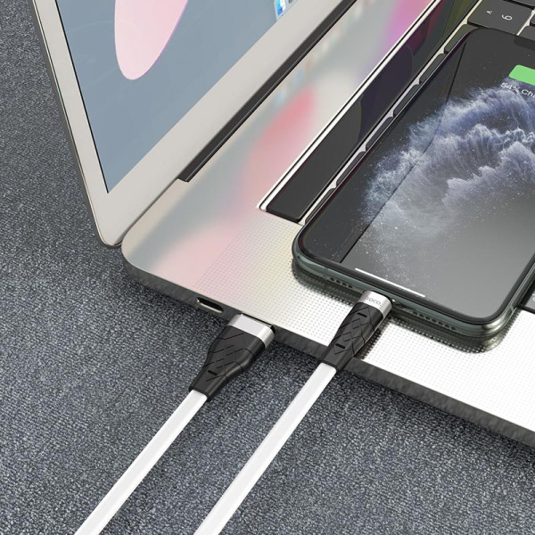 Cablu Hoco X53 Angel Silicone Charging Data Cable Lightning 2.4A (1m) [White]