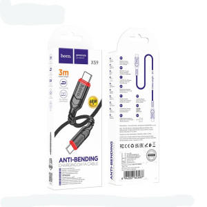 Кабель Hoco X59 Victory 60W charging data cable Type-C to Type-C (L=3M) [Black]