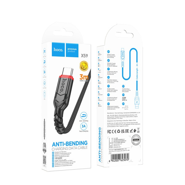 Cablu Hoco X59 Victory charging data Type-C (L=3M) [Black]