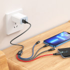 Кабель Hoco X76 4-in-1 Super charging cable Lightning*2+Type-C+Micro (1м) [Black/Red/Blue]