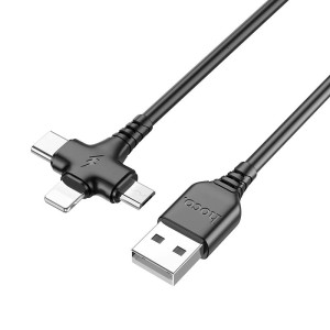 Cablu Hoco X77 Jewel 3-in-1 dor iP/Type-C/Micri (1M)[Black]