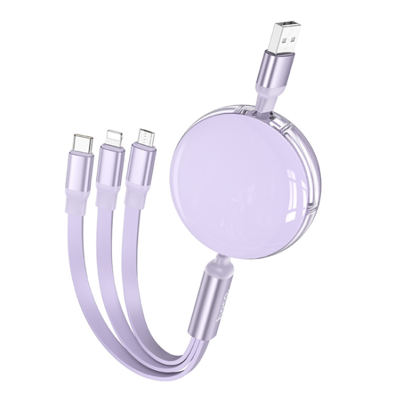 Cablu Hoco X78 Easy 3 in 1 Lighting + Micro + Type-C [Purple]