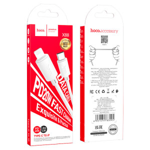 Кабель Hoco X88 Gratified PD charging data cable for iP [White]