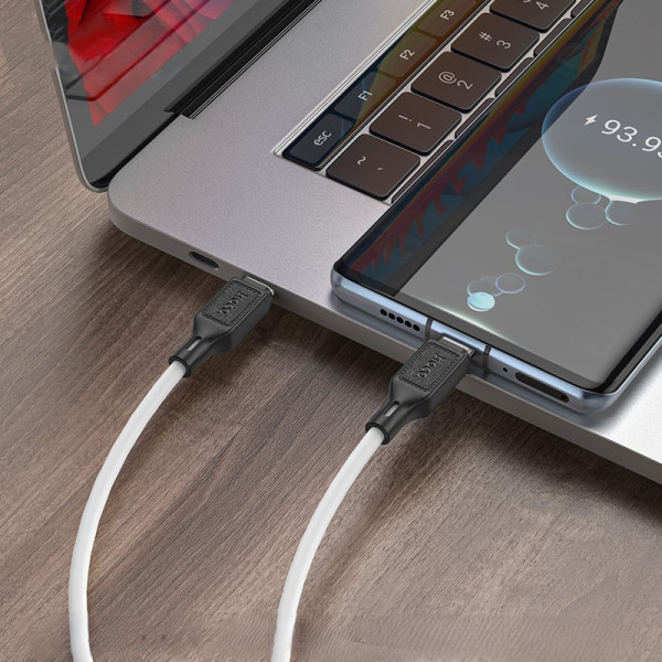 Кабель Hoco X90 Cool 60W silicone charging data cable for Type-C to Type-C [White]