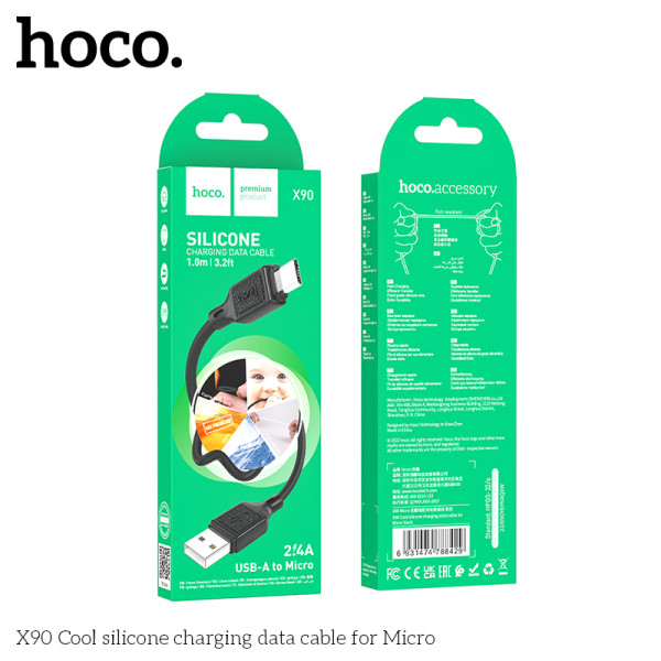 Кабель Hoco X90 Cool silicone charging data cable for Micro (1м) [Black]