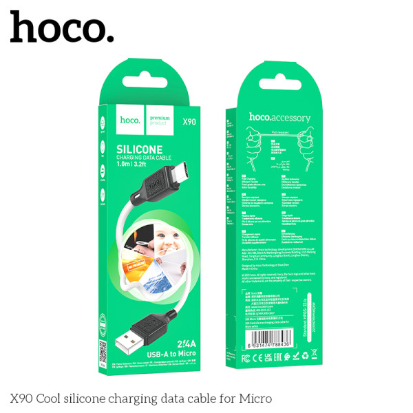 Кабель Hoco X90 Cool silicone charging data cable for Micro (1м) [White]