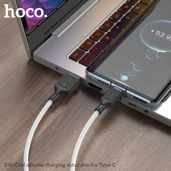 Cablu Hoco X90 Cool silicone charging data cable for Type-C (1m) [White]