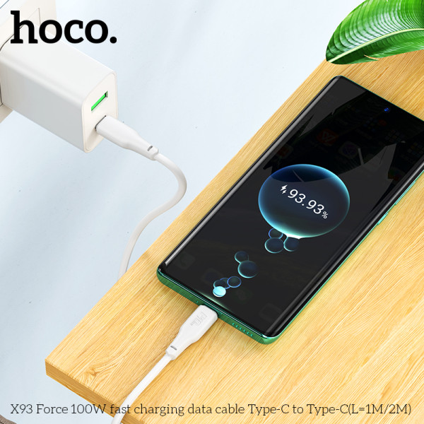 Cablu Hoco X93 Force USB-C to USB-C (100W) (2M) [White]