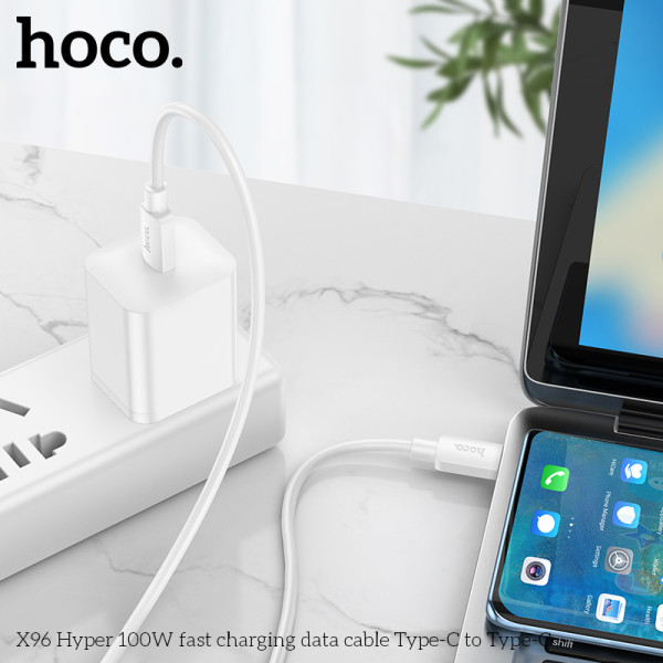 Cablu Hoco X96 Hyper Type-c to Type-C (100W) [White]