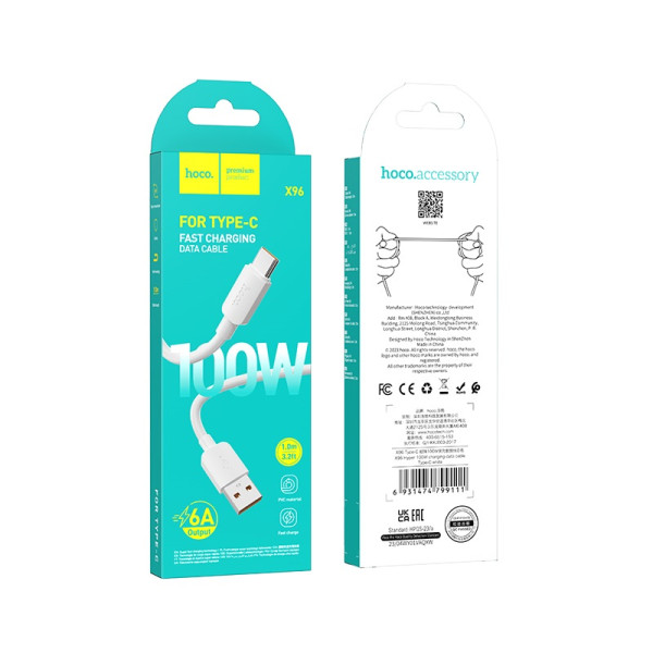 Cablu Hoco X96 Hyper Type-C (100W) [White]