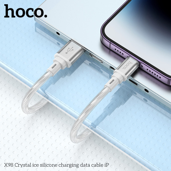 Cablu Hoco X98 Crystal ice Silicone Lighting (1m) [Silver]