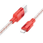 Cablu Hoco X99 Crystal junction silicone charging data cable iP (1m) [Red]