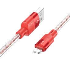 Cablu Hoco X99 Crystal junction silicone charging data cable iP (1m) [Red]