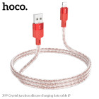 Cablu Hoco X99 Crystal junction silicone charging data cable iP (1m) [Red]