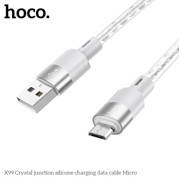 Кабель Hoco X99 Crystal junction silicone charging data cable Micro (1м) [Grey]