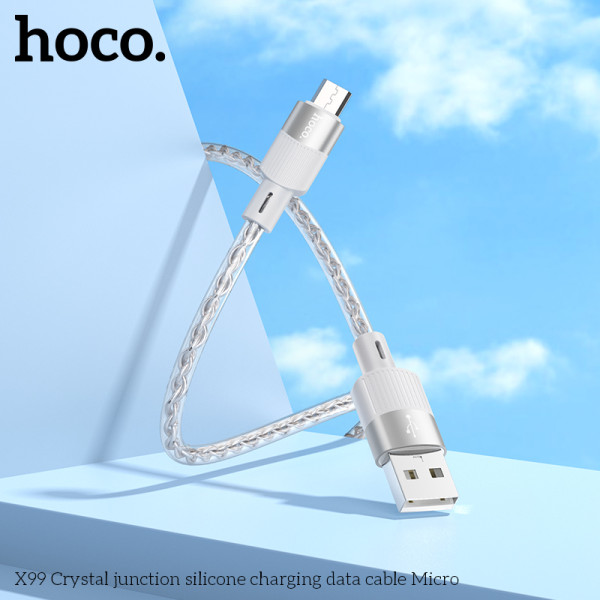 Кабель Hoco X99 Crystal junction silicone charging data cable Micro (1м) [Grey]