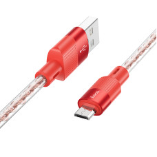 Cablu Hoco X99 Crystal junction silicone charging data cable Micro (1m) [Red]