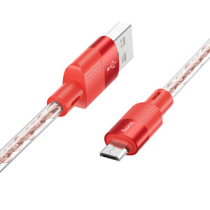 Cablu Hoco X99 Crystal junction silicone charging data cable Micro (1m) [Red]