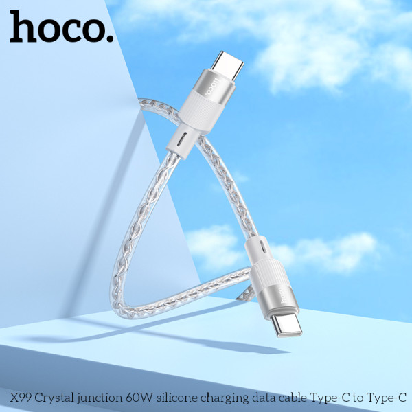 Кабель Hoco X99 Crystal 60W charging data cable Type-C to Type-C (1м) [Grey]