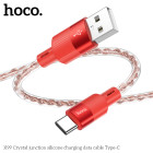 Cablu Hoco X99 Crystal junction silicone charging data cable Type-C (1m) [Red]