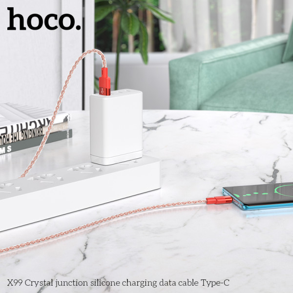 Кабель Hoco X99 Crystal junction silicone charging data cable Type-C (1м) [Red]