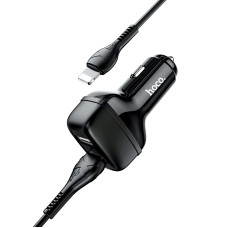 Incarcator auto Hoco Z36 Leader 2 USB + Cablu Lighting (2.4A) [Black]