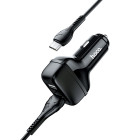 Incarcator auto Hoco Z36 Leader 2 USB + Cablu Micro (2.4A) [Black]