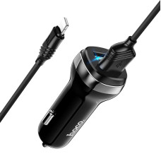 Incarcator auto Hoco Z40 Superior + Cablu Lightning (2.4A) [Black]