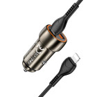 Incarcator auto Hoco Z46A Type-C to Lightning (PD20W+QC3.0) [Metal-Gray]