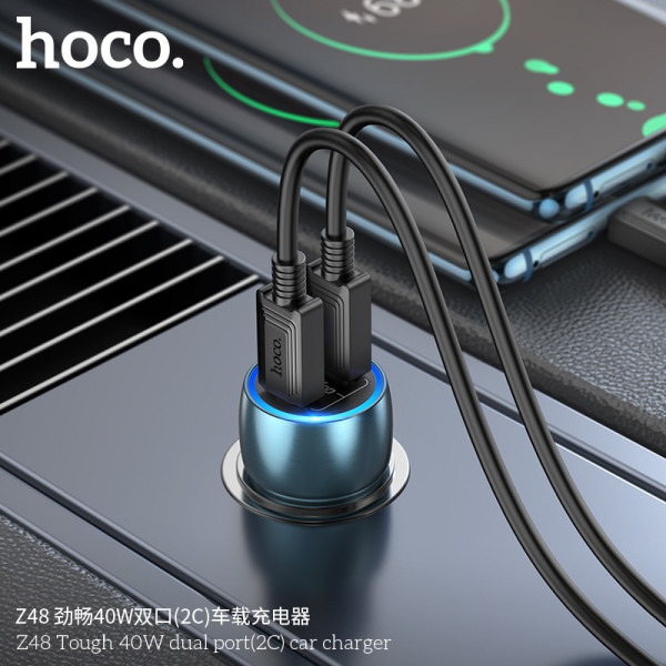 Incarcatod auto Hoco Z48 Tough 2 USB-C (40W) [Metal-Gray]